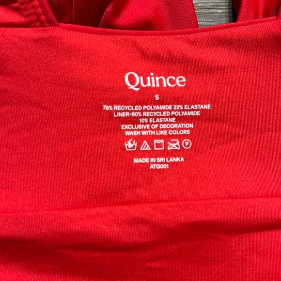 Quince Italian Plunge Wrap One Piece Swimsuit Red Small Bathing Suit Swim Wear - Picture 5 of 9